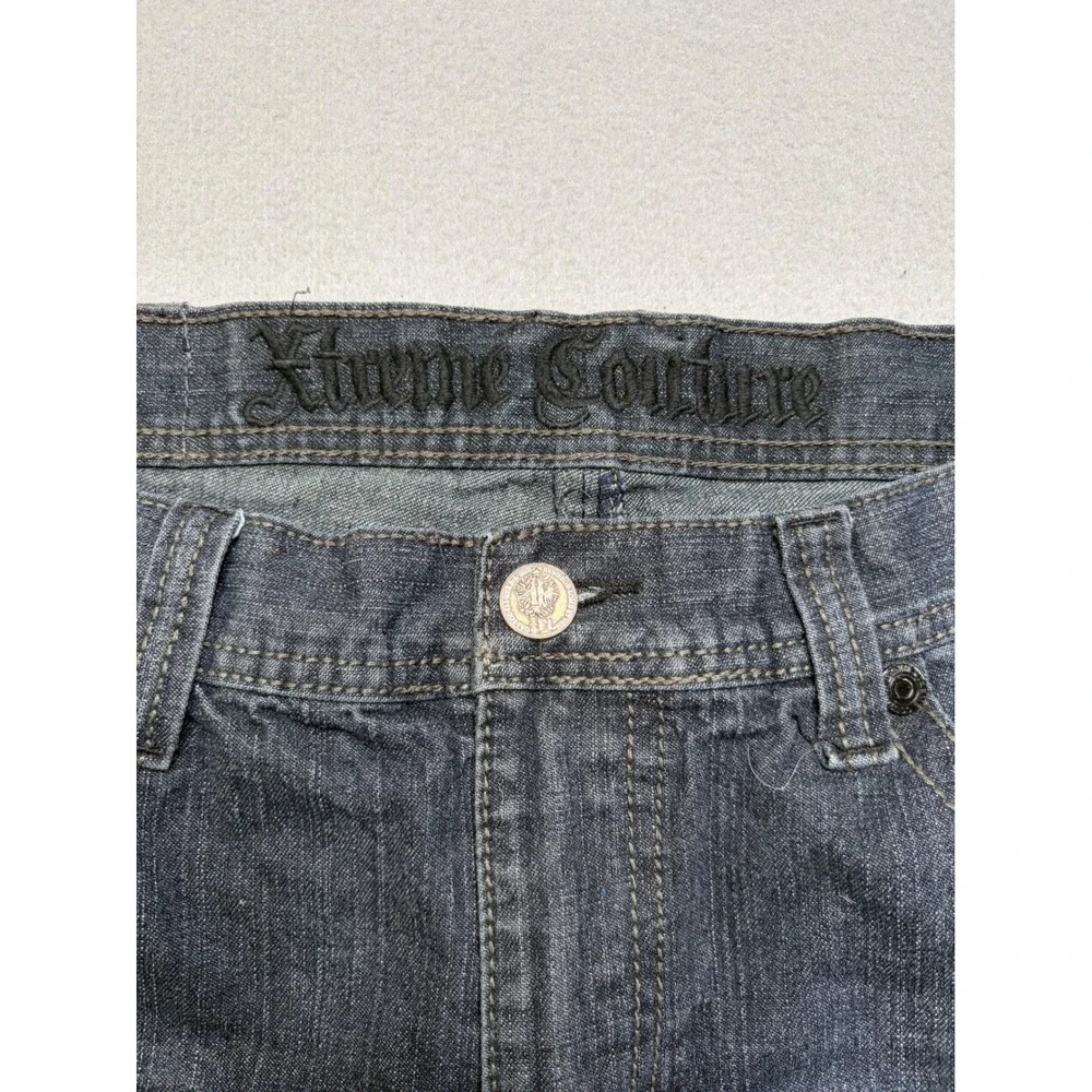 Xtreme Couture Jeans Mens 34x32 Blue Distressed Y2K‎ Embroidered Relaxed Fit
